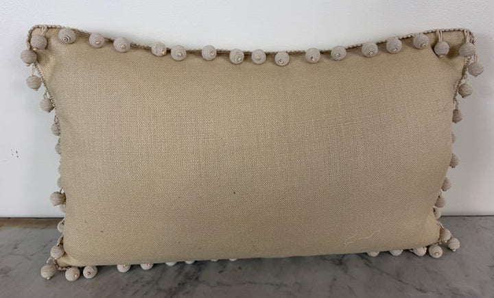 Pair of Mariano Fortuny Pillows - with Designer Pom-Pom Trim