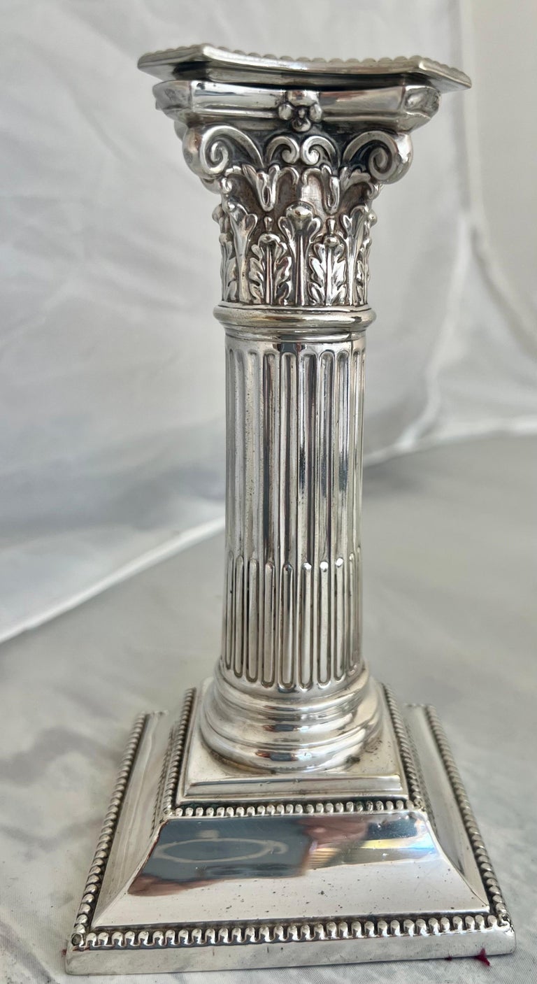 Pair of English Sheffield Silver Candlesticks