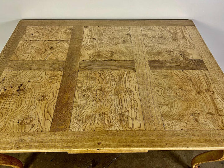 19th Century French White Oak & Burl Walnut Dining Table