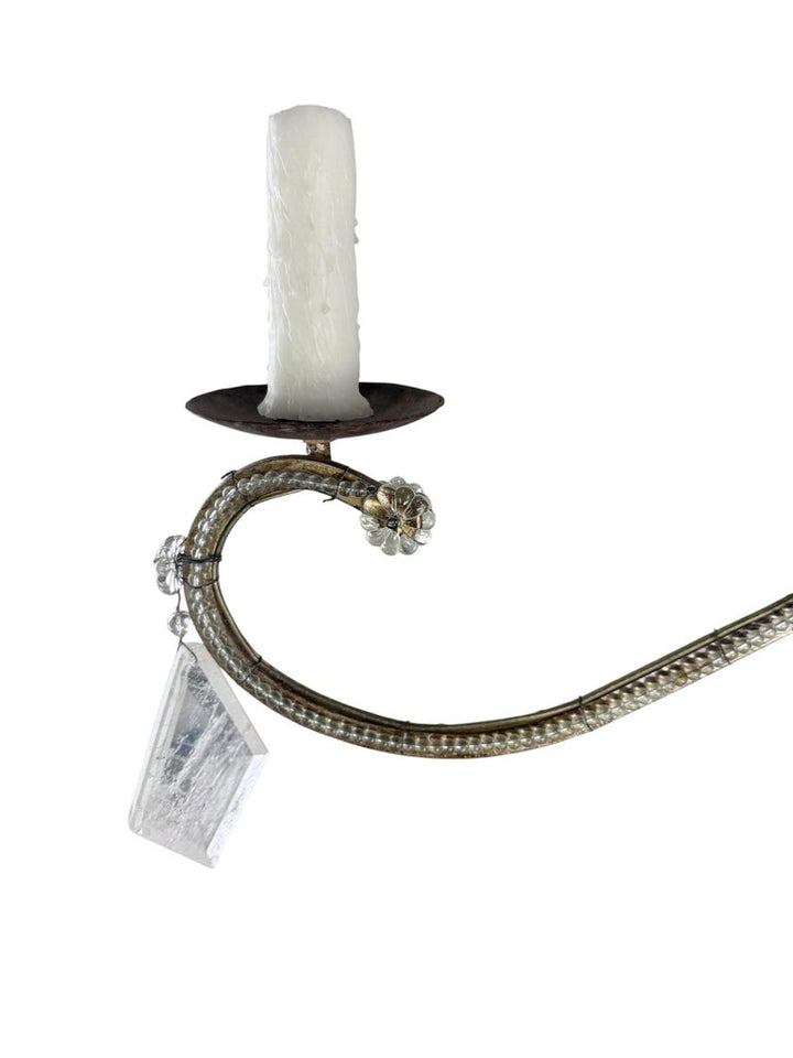 Elegant Rock Crystal and Iron Six-Light Chandelier