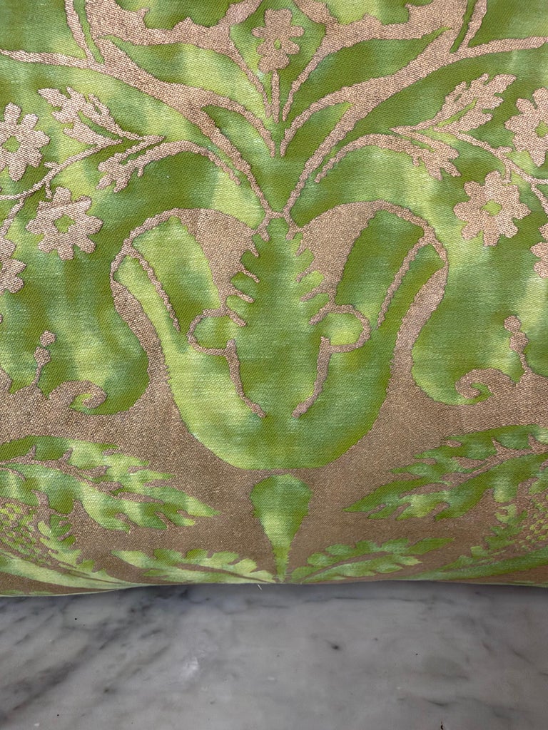 Mariano Fortuny Glicine Patterned Pillows, Moss Green &amp; Gold Damask