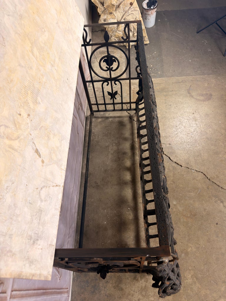 Antique French Console Table, Wrought Iron &amp; Marble, Circa 1880