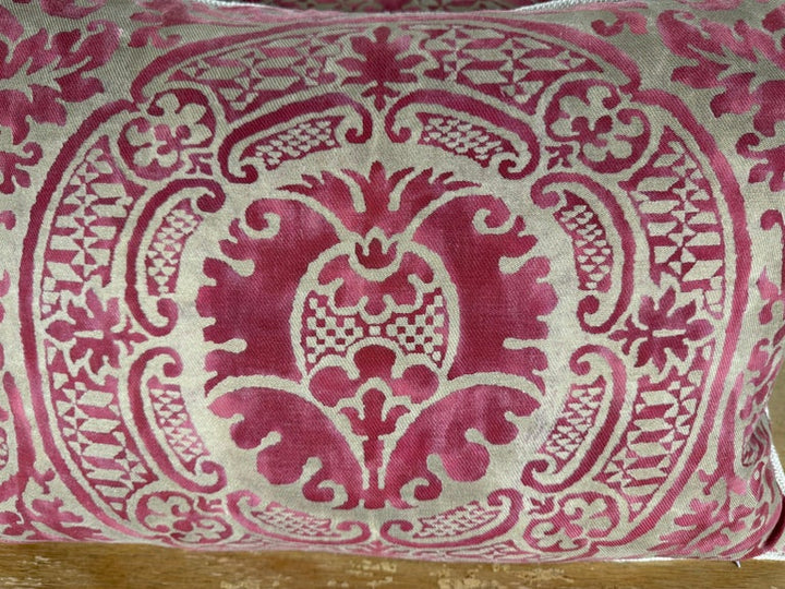 Pair of Exceptional Fortuny Textile Pillows from 1940s Italian Villa Draperies