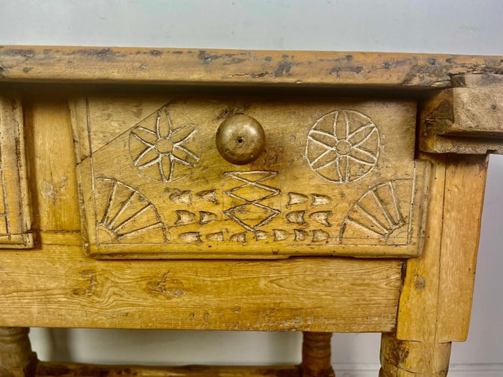 18th Century Bleached Walnut Spanish Colonial Table with Two Drawers