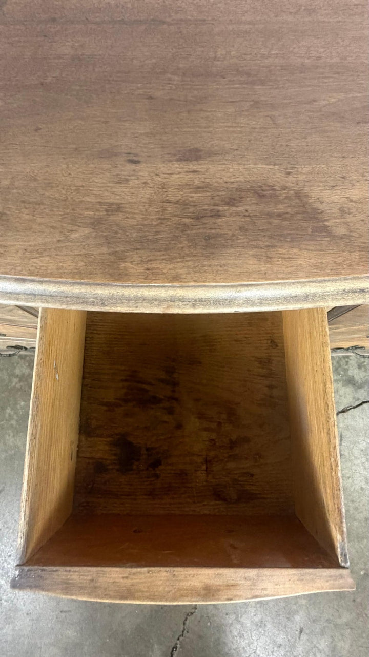 French Louis XV Style 9-Drawer Bombe Dresser in Bleached Fruitwood