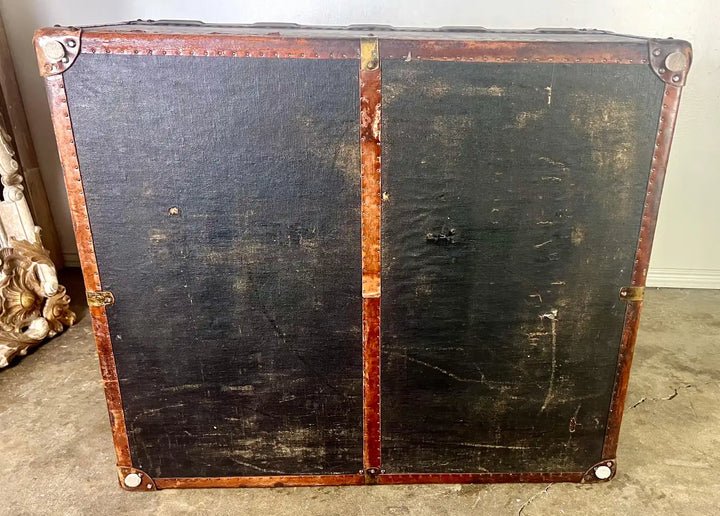 19th C. English Leather Coffee Table/Steamer Trunk