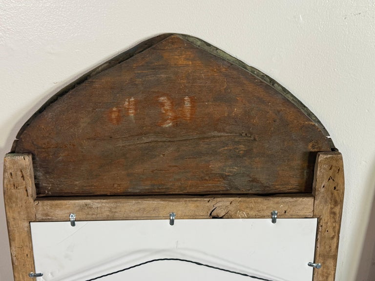 Pair of 19th Century Painted Folk Art Arched Mirrors with Heraldic Lion Crests