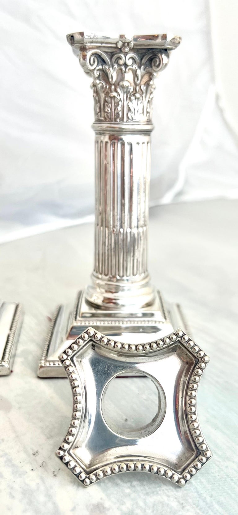 Pair of English Sheffield Silver Candlesticks