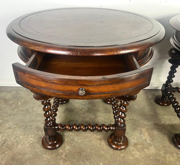 Pair of Leather Top Side Tables by John Richards