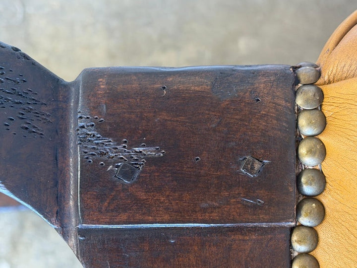 French Chesterfield Tufted Bench in Caramel Leather