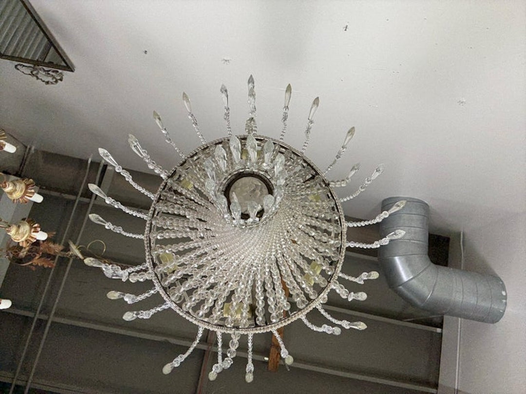 Elegant Early 20th Century Empire-Style Crystal Beaded Chandelier