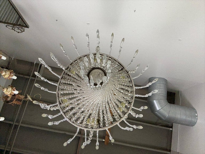 Elegant Early 20th Century Empire-Style Crystal Beaded Chandelier