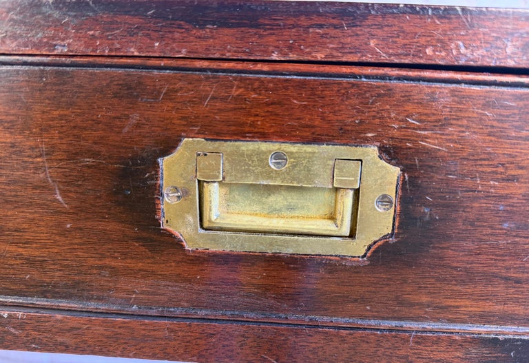 Antique English Campaign Console Desk - 3 Drawer Military Writing Table