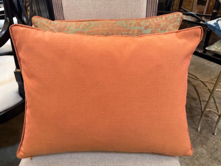 Pair of Rare Quilted Fortuny Pillows with Tassel Motif, Italy