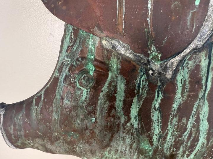 Antique Copper Pig Folk Art Weathervane on Custom Iron Stand