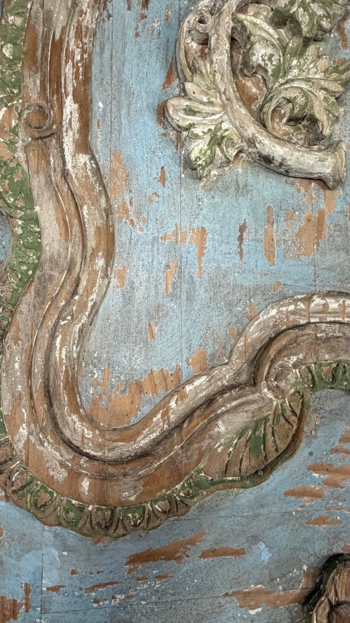 19th Century French Louis XV Rococo Doors with Distressed Wood Finish