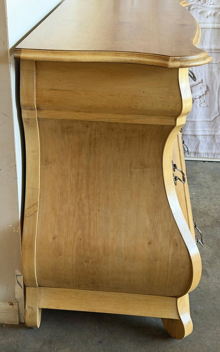 A Sculptural Dutch Bombe Commode in Bleached Maple