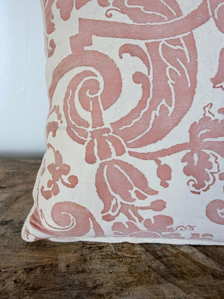 Pair of Bespoke Lumbar Pillows in Fortuny "Corone" Pattern
