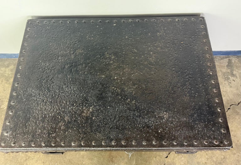 Industrial Riveted Iron Coffee Table from WWII-Era Military Tanks, 1940s