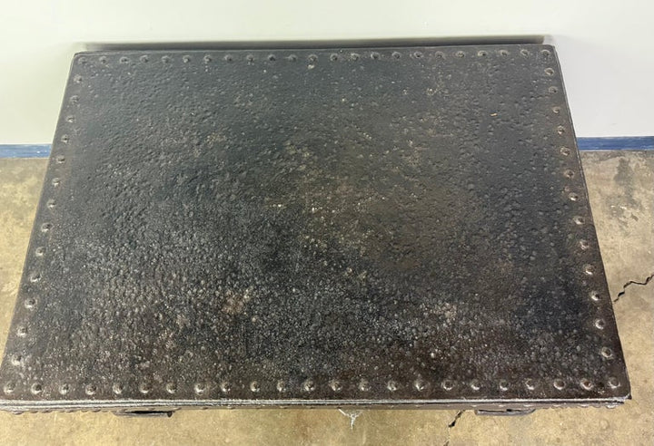 Industrial Riveted Iron Coffee Table from WWII-Era Military Tanks, 1940s