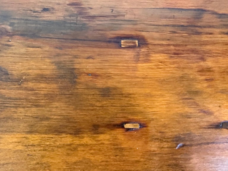 Rustic Trestle Dining Table with Handcrafted Plank Top, Mid-20th Century