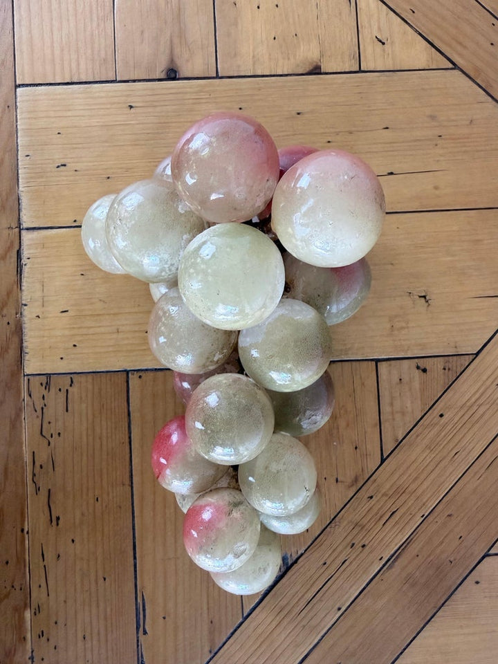 Large Vintage Italian Alabaster Grape Cluster Sculpture