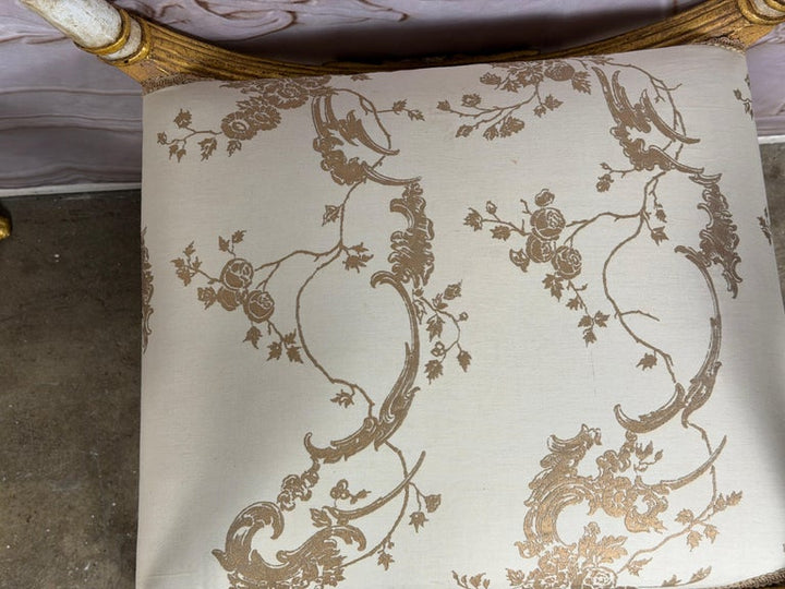 Pair of Italian Neoclassical Curule Stools w/ Fortuny Upholstery