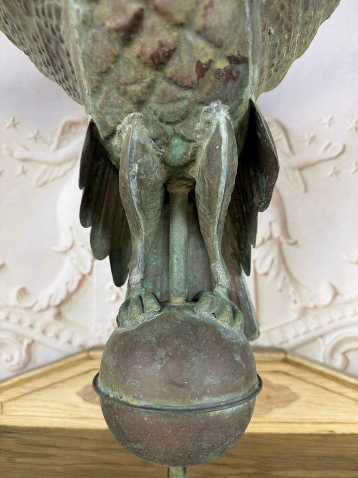 Folk Art Copper Eagle Weathervane on Iron Base