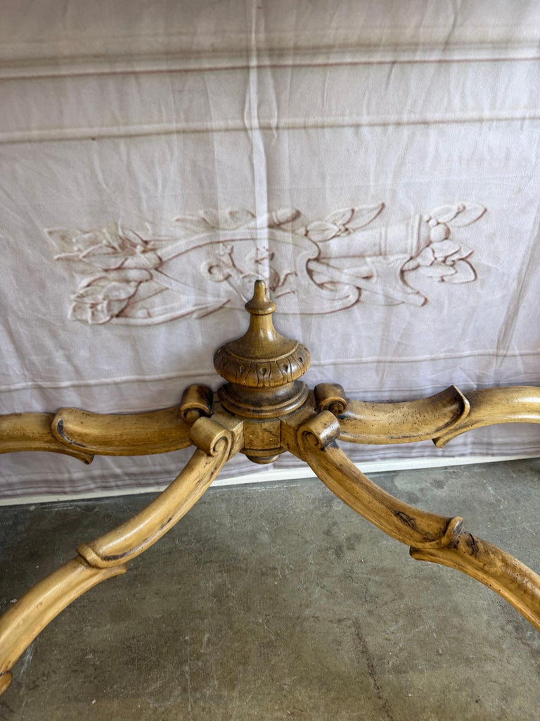 French Louis XV Style Carved Giltwood Console Table with White Marble Top