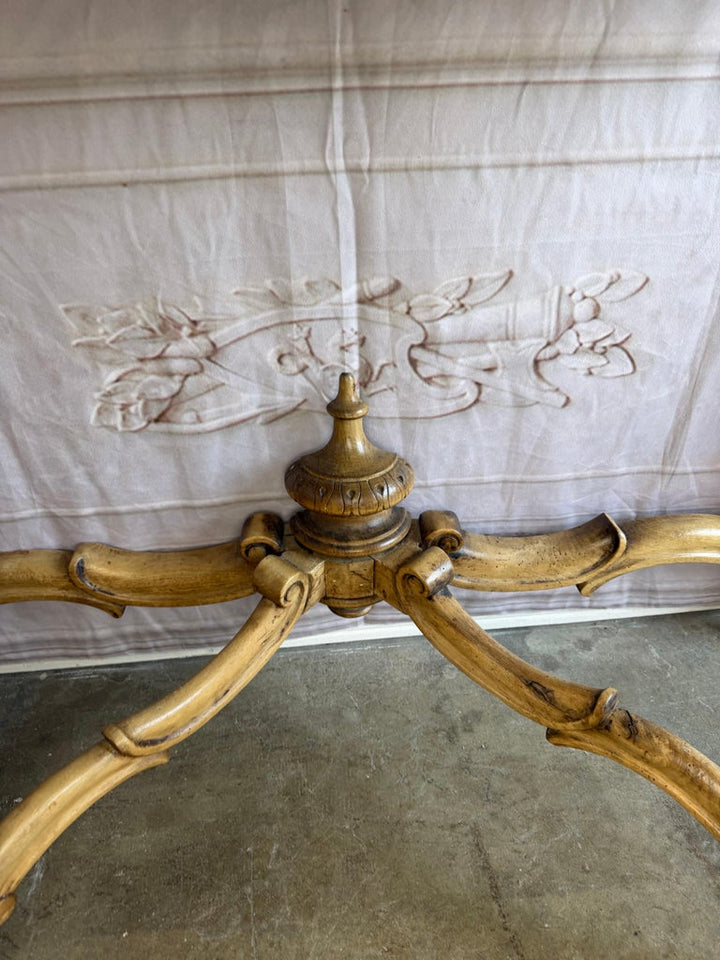French Louis XV Style Carved Giltwood Console Table with White Marble Top