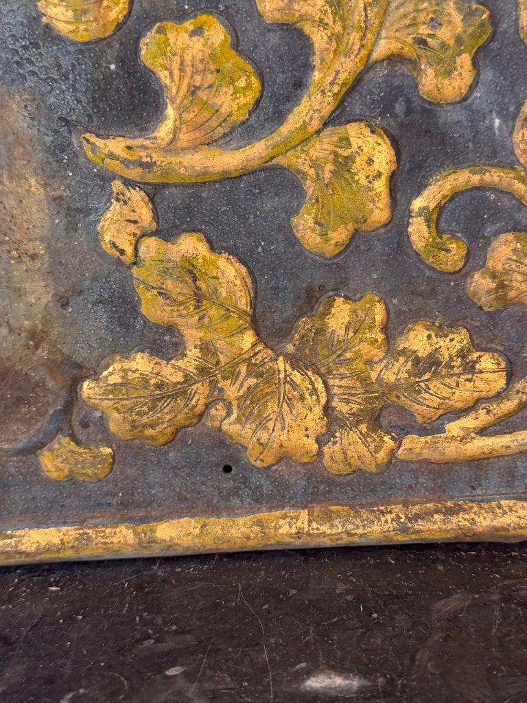 19th Century Gilt Iron Architectural Frieze Panel with Floral Scrollwork