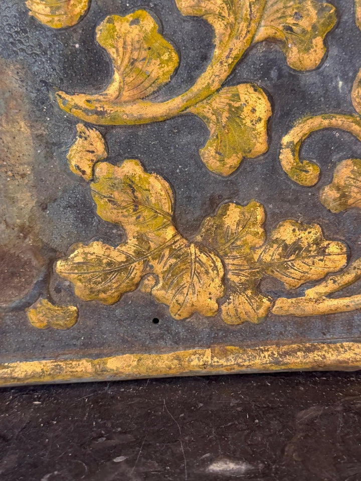 19th Century Gilt Iron Architectural Frieze Panel with Floral Scrollwork