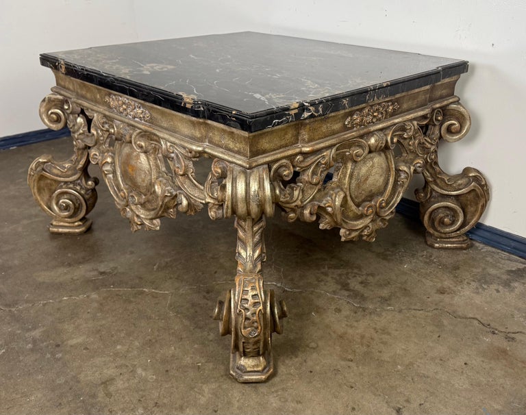 Giltwood and Ebonized Marble Coffee Table by Brustlin Workshop, Los Angeles
