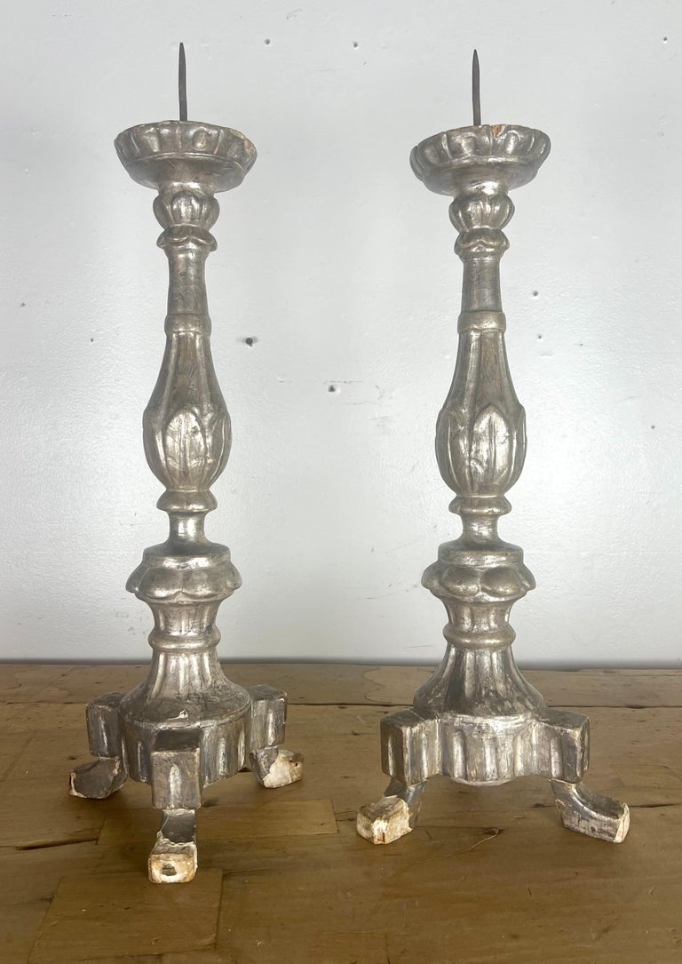 19th Century Italian Silver Gilt Candlesticks