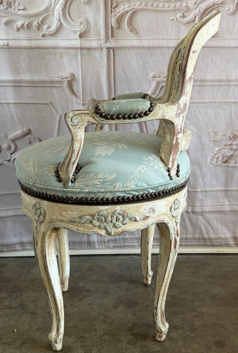 French Louis XV Fauteuil Vanity Chair, Beechwood, Circa 1880-1900