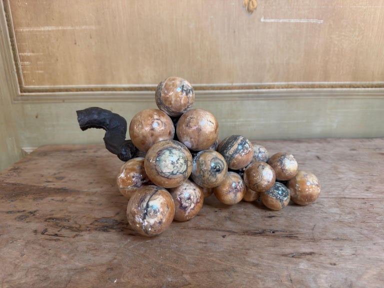 Large Vintage Italian Alabaster Grape Cluster Sculpture