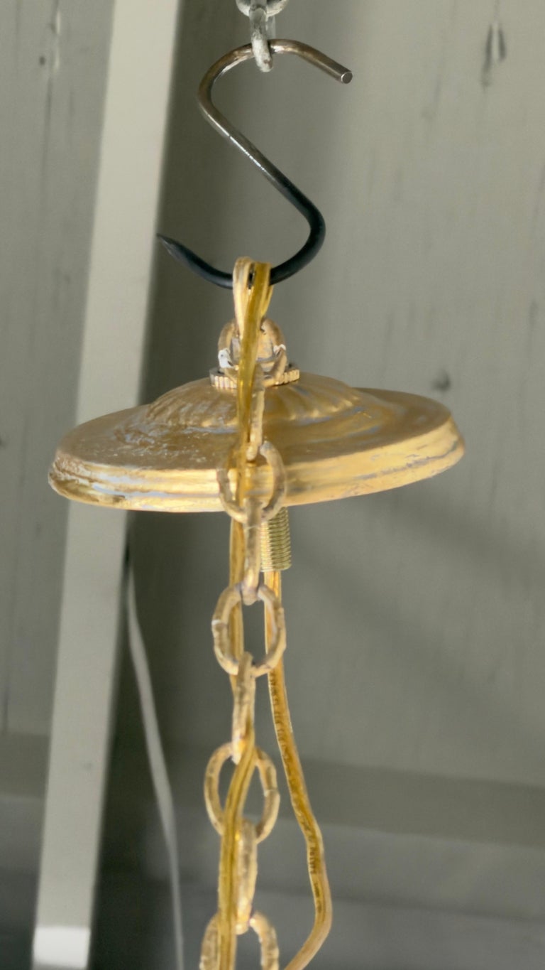 Gilt Gold Metal Leaf Chandelier by Miamar Home