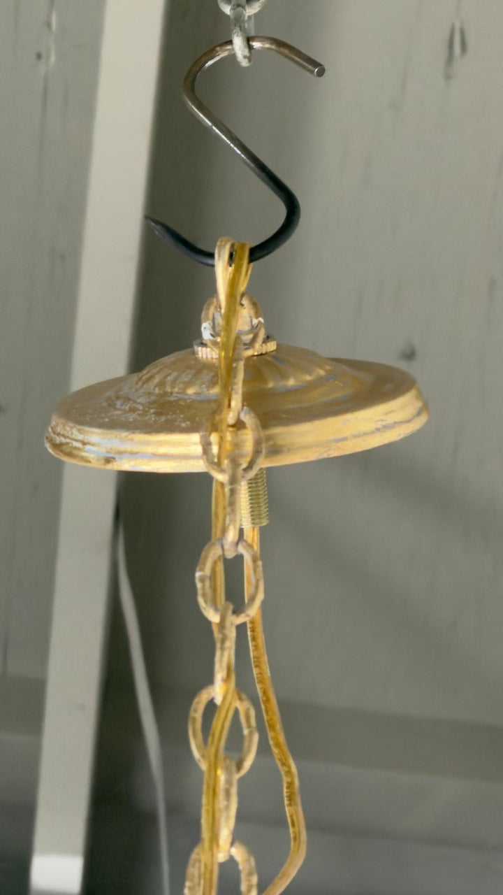 Gilt Gold Metal Leaf Chandelier by Miamar Home