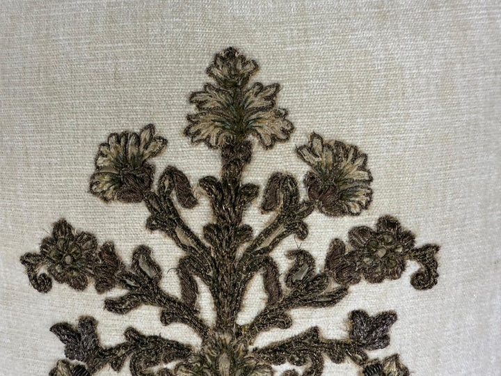 Pair of Custom Velvet Pillows with 19th-Century French Metallic Appliqués