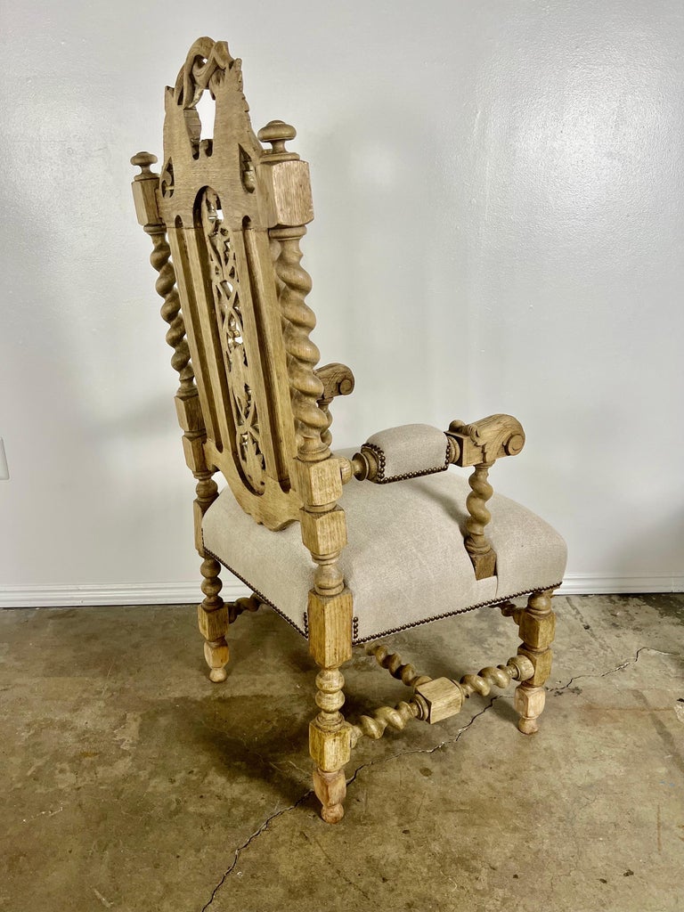 Set of 19th Century English Bleached Oak Dining Chairs