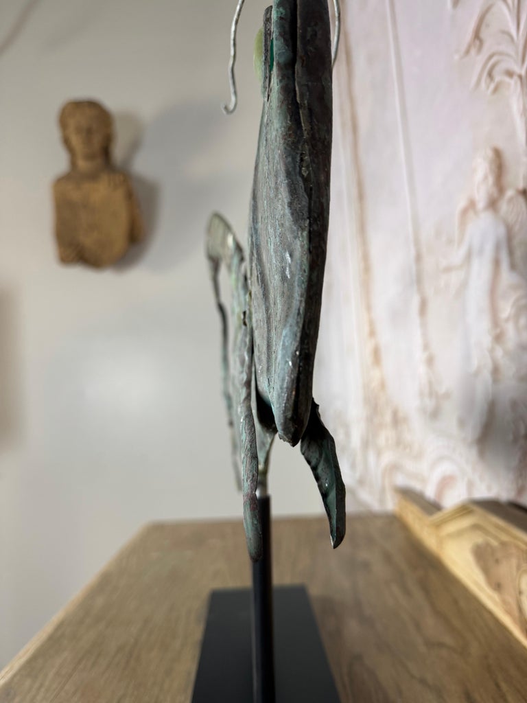 Vintage Verdigris Copper Grasshopper Sculpture