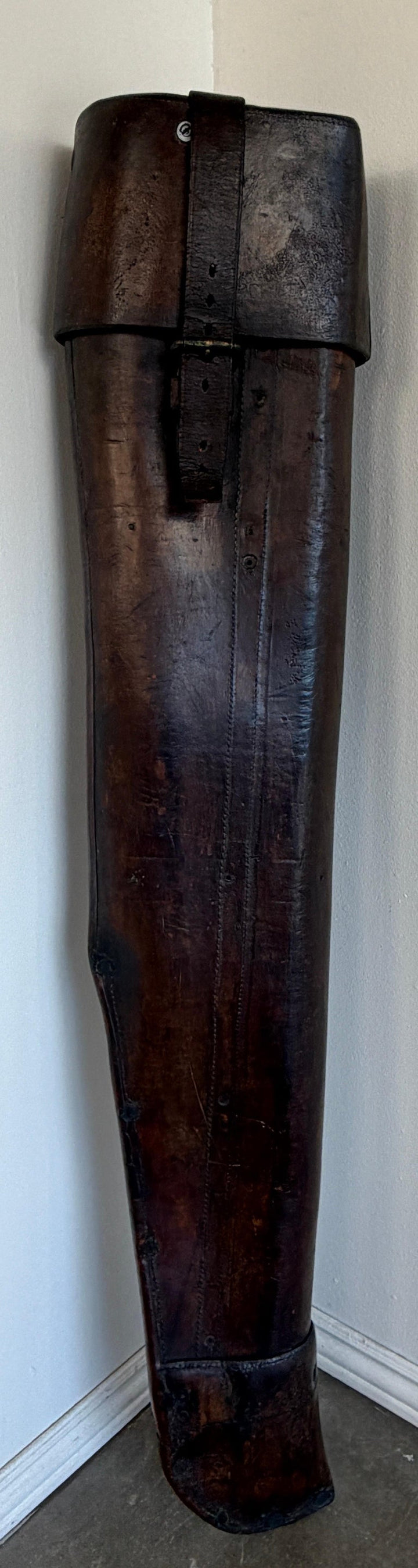 Antique 19th C. Cavalry Leather Rifle Scabbard - Original Hand-Stitched Saddle