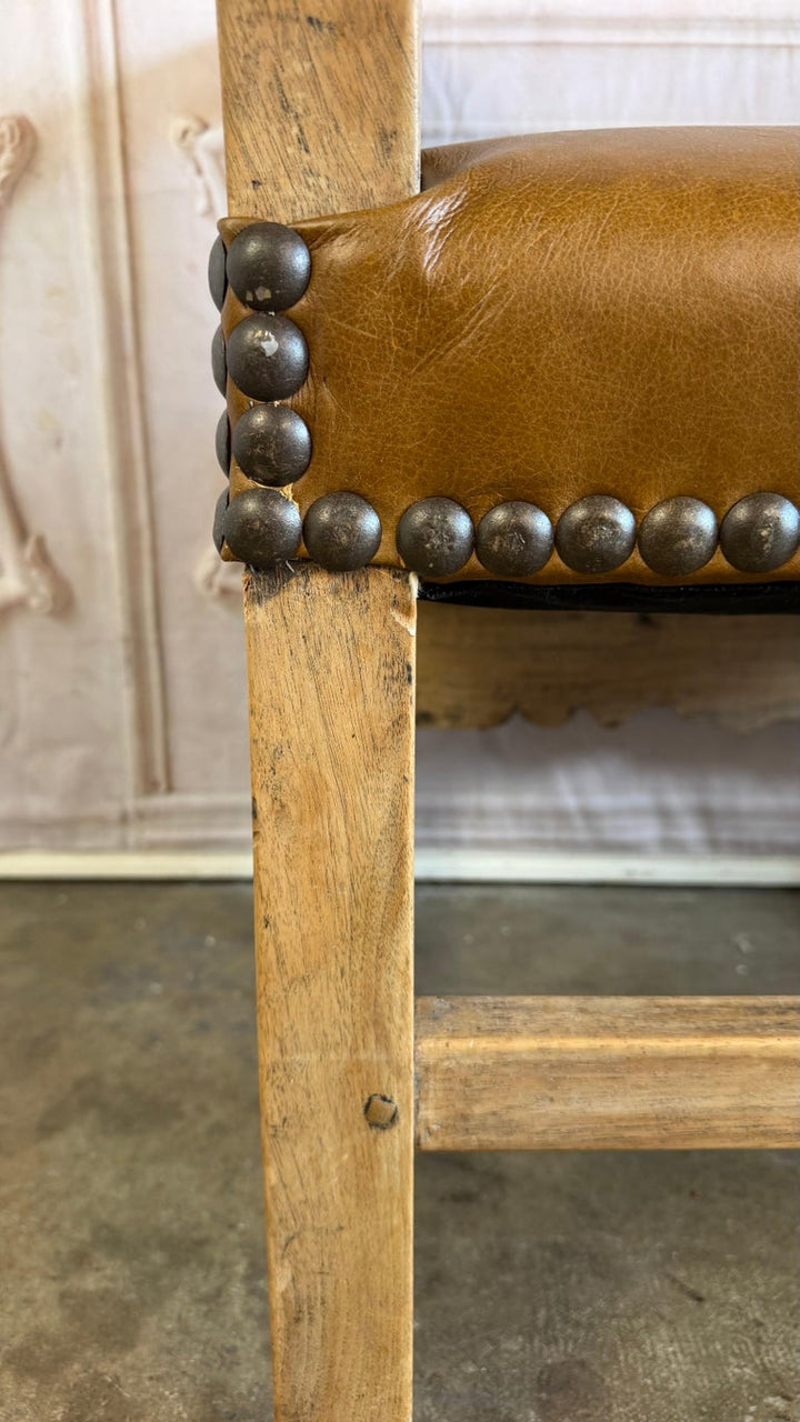 Set of Eight Spanish Colonial Leather Dining Chairs