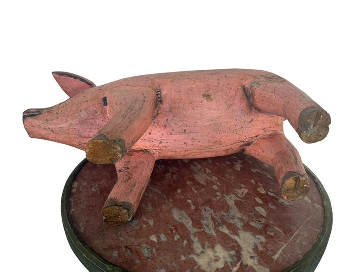 Folk Art Carved and Painted Pig