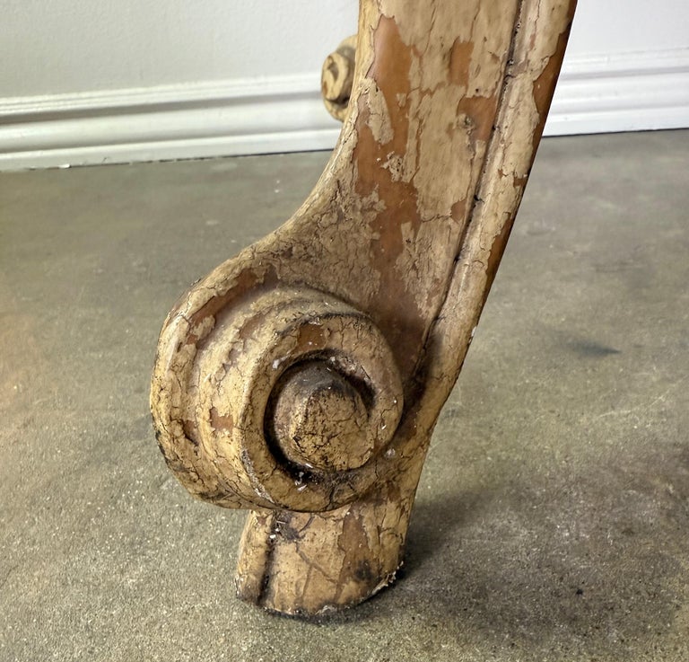 Antique Continental Giltwood Coffee Table with Original Foxed Mirror