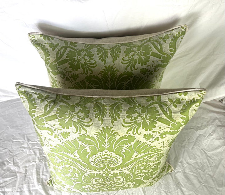 Fortuny Textile DeMedici Patterned Lime Green & Beige Pillows