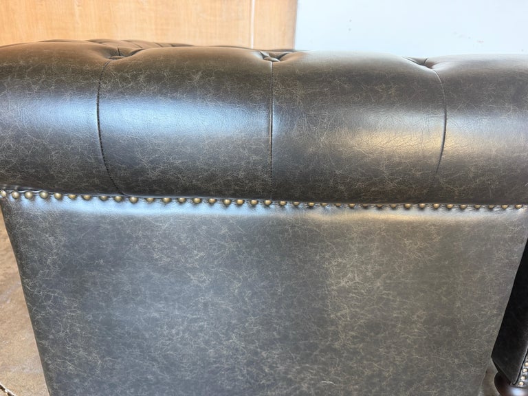 Pair of English CHesterfield Club Chairs- Tufted Armchairs