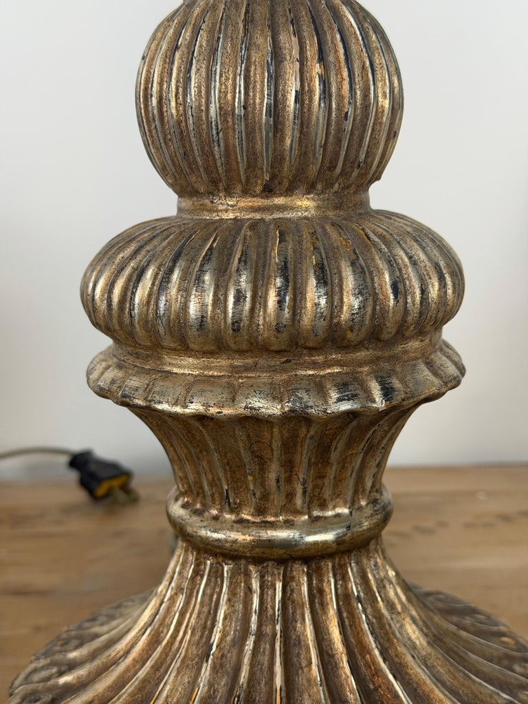 Pair of Italian Baroque Barley Twist Table Lamps - Silvered and Giltwood