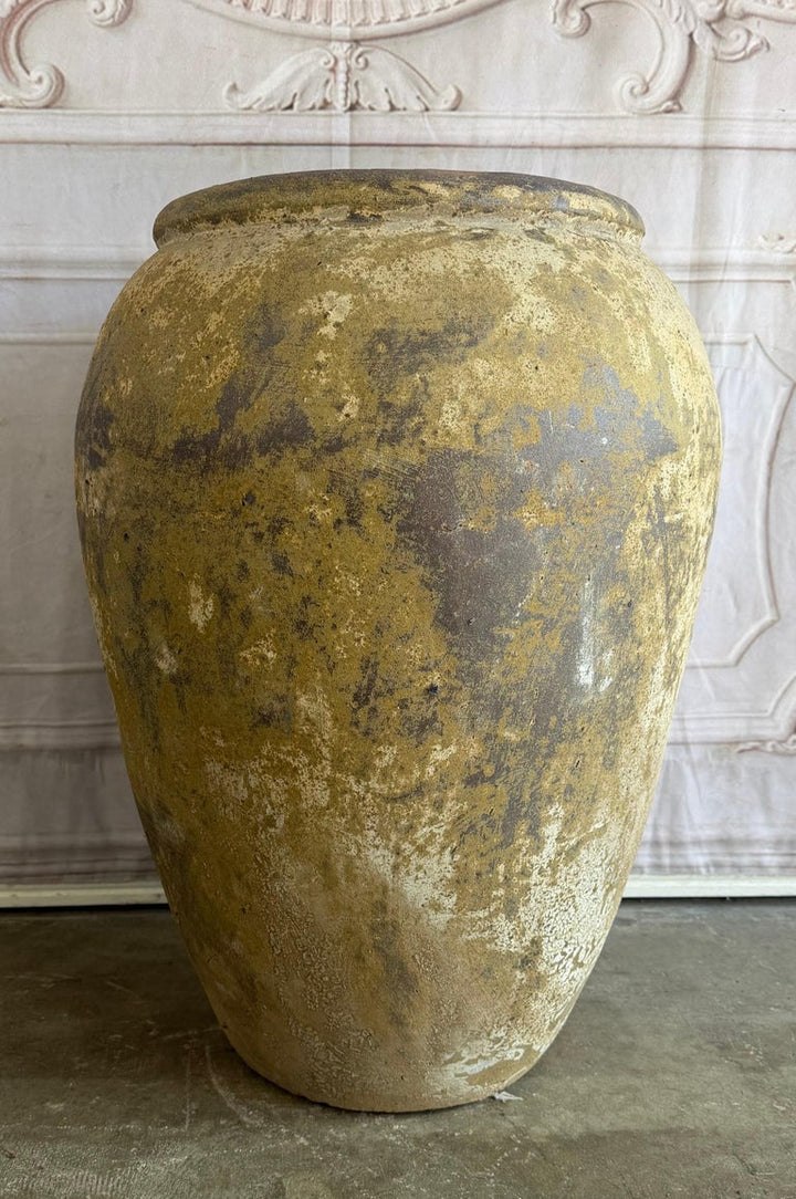 Mediterranean Mustard Colored Olive Jar, Terracotta, Rustic