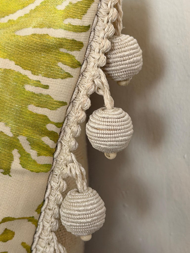 Pair of Mariano Fortuny Pillows - with Designer Pom-Pom Trim